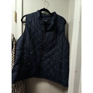Fuinloth Quilted Puffer Vest Womens XXL Sleeveless Zip Front Navy Blue